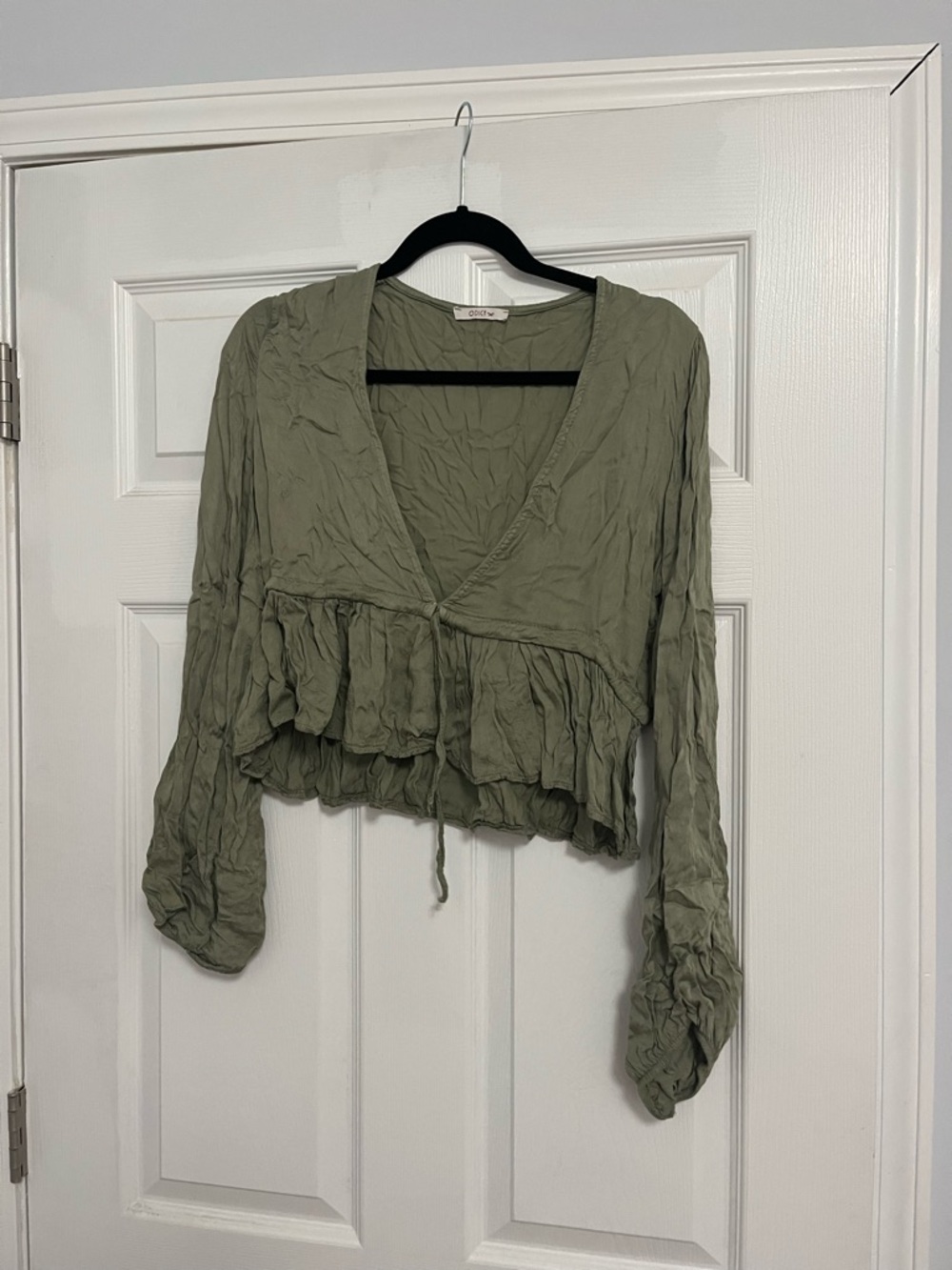 Vneck long sleeve cropped top